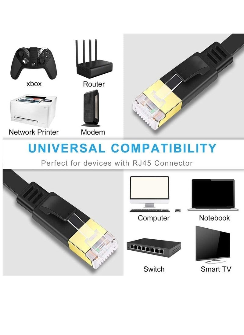 XICEN - 10M Cat7 Ethernet Cable High Speed Flat GB RJ45 LAN 10GBPS 600Mhz Shielded Internet Network Patch Cord Compatible for Gaming PS5/PS4/PS3 XBOX PC Laptop Modem Router - Image 1
