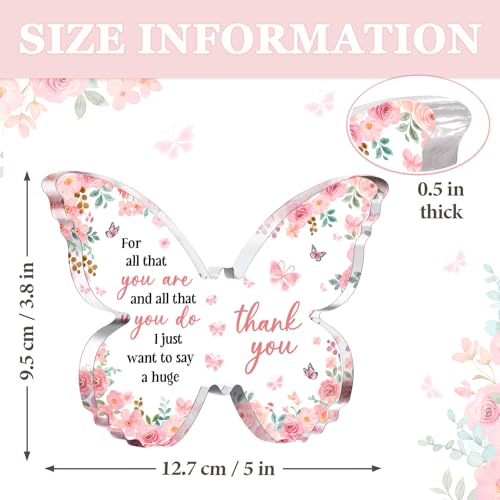 Glydein Thank You Gifts for Women, Appreciation Gifts for Teacher Coworker Employee Nurse Friend Christmas, 5x3.8x0.5 Inch Butterfly Acrylic Plaque Decor, Graduation Wedding Thank You Grateful Gift Bulk - Pink - Image 5