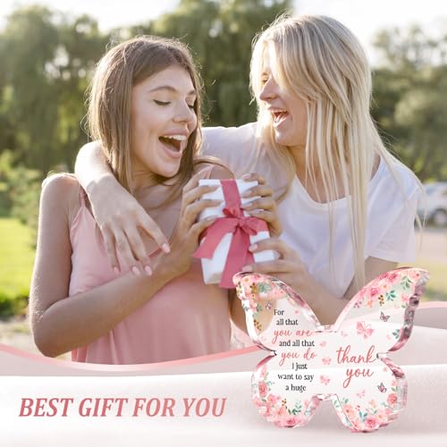 Glydein Thank You Gifts for Women, Appreciation Gifts for Teacher Coworker Employee Nurse Friend Christmas, 5x3.8x0.5 Inch Butterfly Acrylic Plaque Decor, Graduation Wedding Thank You Grateful Gift Bulk - Pink - Image 3