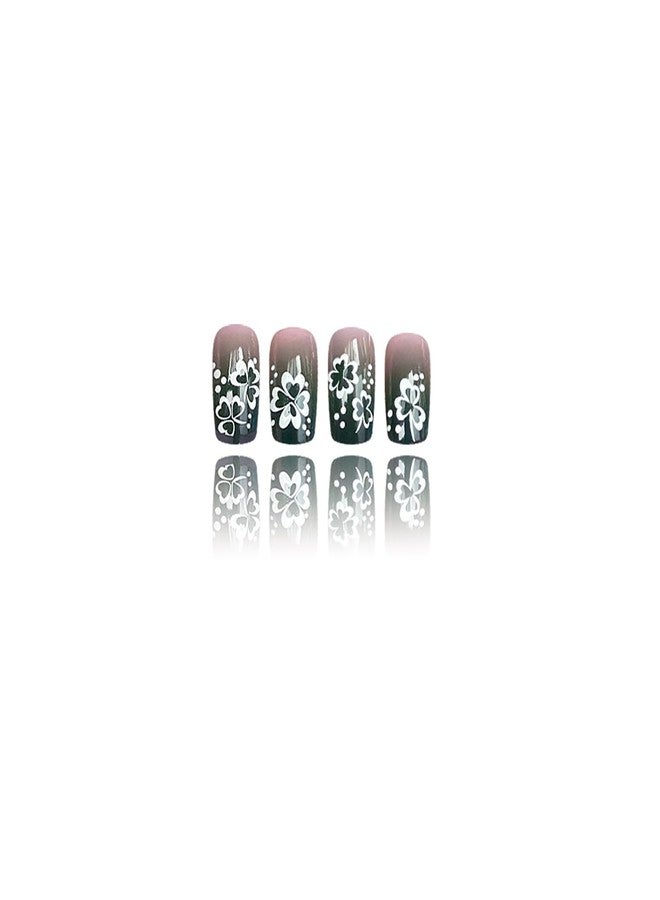 GRITOSE 24Pcs St. Patrick's Day Square Press on Nails Short Medium Fake Nails with Lucky Clover Pattern Design Green Gradient False Nails St. Patrick's Day Nails Press ons Spring Glue on Nail for Women - Image 4