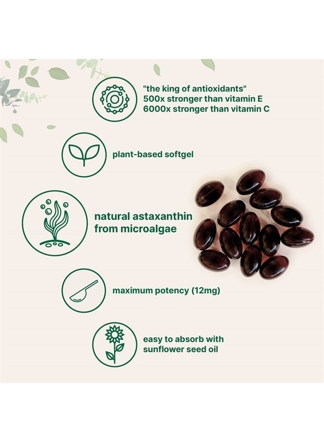 Micro Ingredients أستازانتين طبيعي 12 ملجم، 120 كبسولة هلامية - Image 3