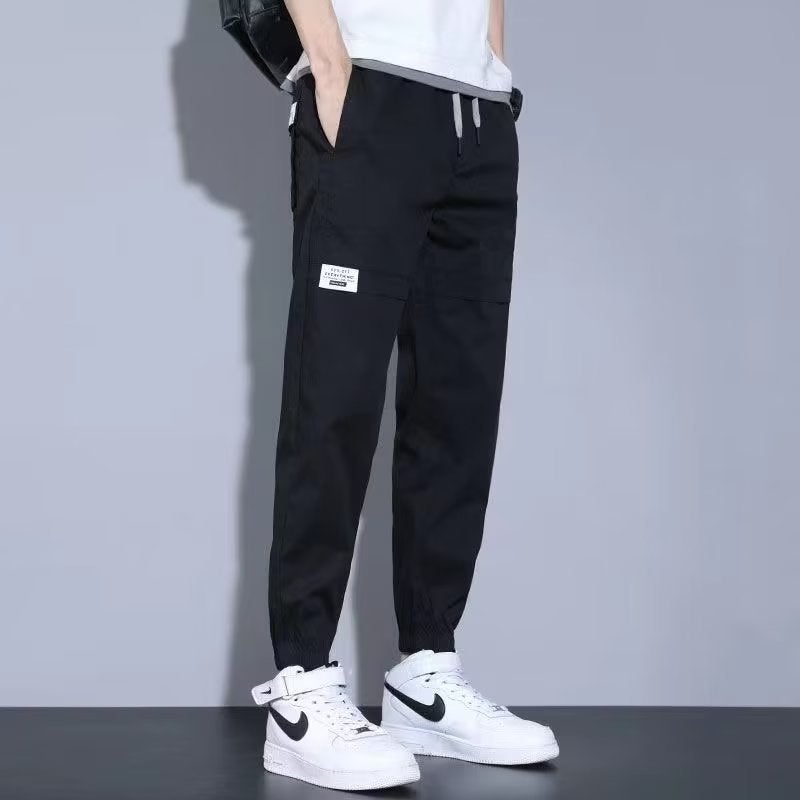 Retro American Streetwear Mens Straight-Leg Cargo Pants Khaki  - Image 3
