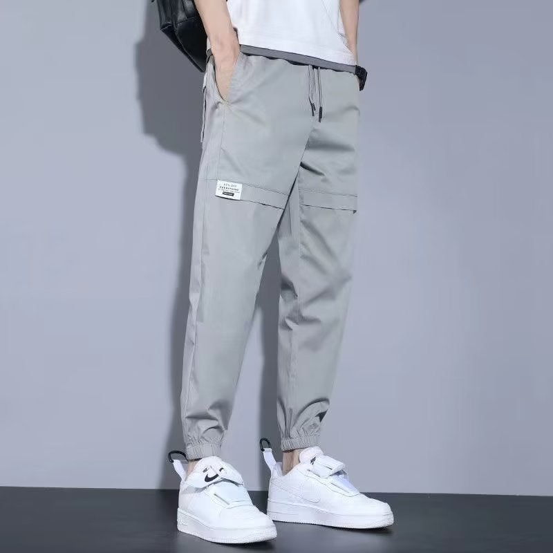 Retro American Streetwear Mens Straight-Leg Cargo Pants Khaki  - Image 4