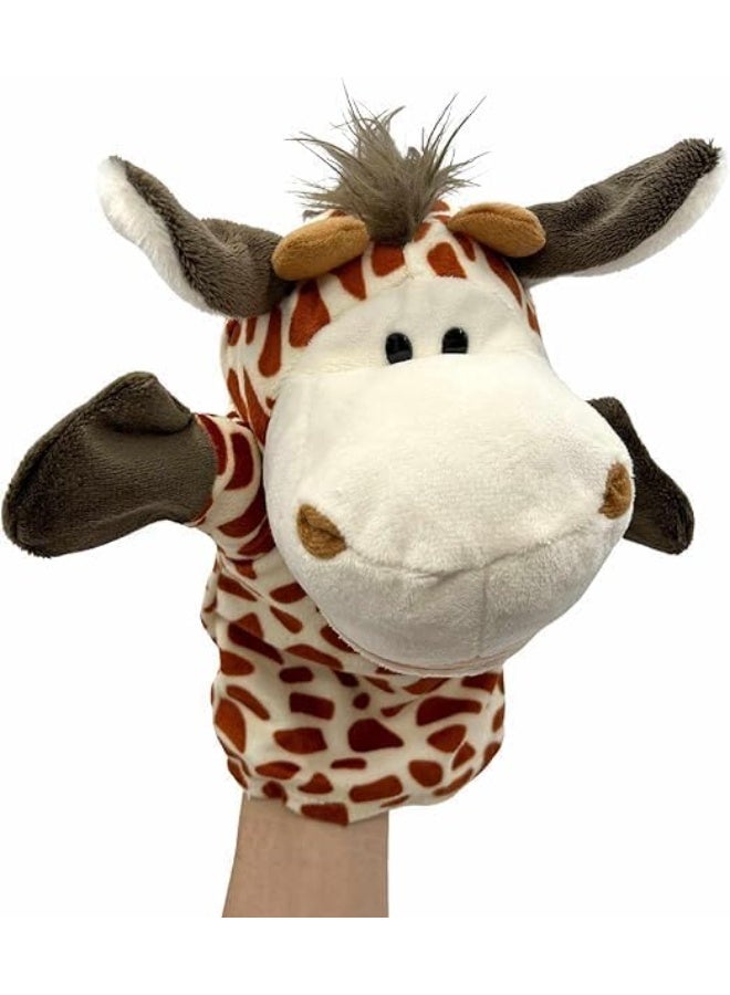 دمية يد حيوانات الغابة من القطيفة الناعمة مع فم واذرع متحركة لسرد القصص ولعب الادوار والتدريس في مرحلة ما قبل المدرسة، دمية التعلم التفاعلي للاصدقاء هدية عيد ميلاد تعليمية وممتعة (غزال) - Image 1