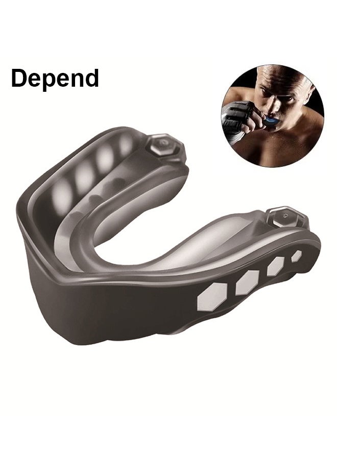 حراس الفم EVA مع الحقيبة، وحراس الفم الرياضية، تدريب الساندا البالغين، مناسبة للملاكمة والهوكي وكرة القدم وجميع الرياضات الاتصال، مع حماية الأسنان الممتازة -الأسود - Image 1