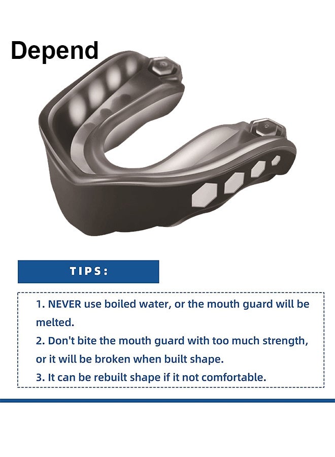 حراس الفم EVA مع الحقيبة، وحراس الفم الرياضية، تدريب الساندا البالغين، مناسبة للملاكمة والهوكي وكرة القدم وجميع الرياضات الاتصال، مع حماية الأسنان الممتازة -الأسود - Image 4