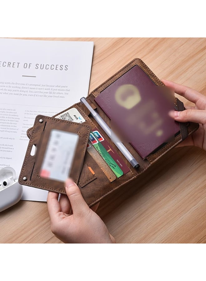 Arabash Premium Multifunctional Passport Holder & Travel Wallet for Men & Women PU Leather Travel Document Organizer Card Holder Dark Coffee - Image 4