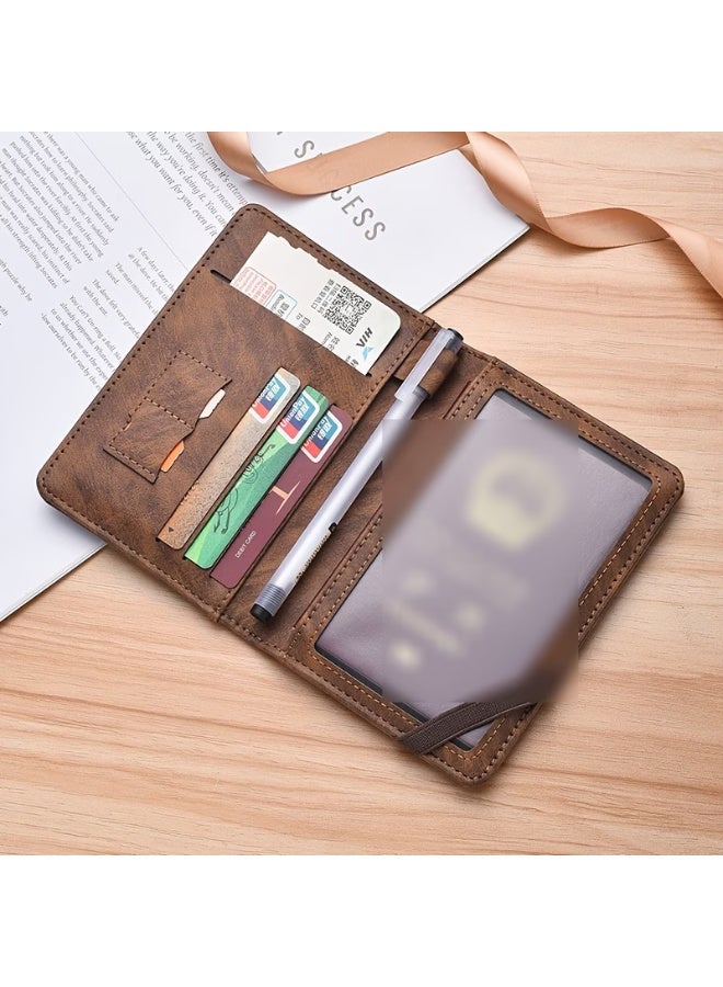 Arabash Premium Multifunctional Passport Holder & Travel Wallet for Men & Women PU Leather Travel Document Organizer Card Holder Dark Coffee - Image 3