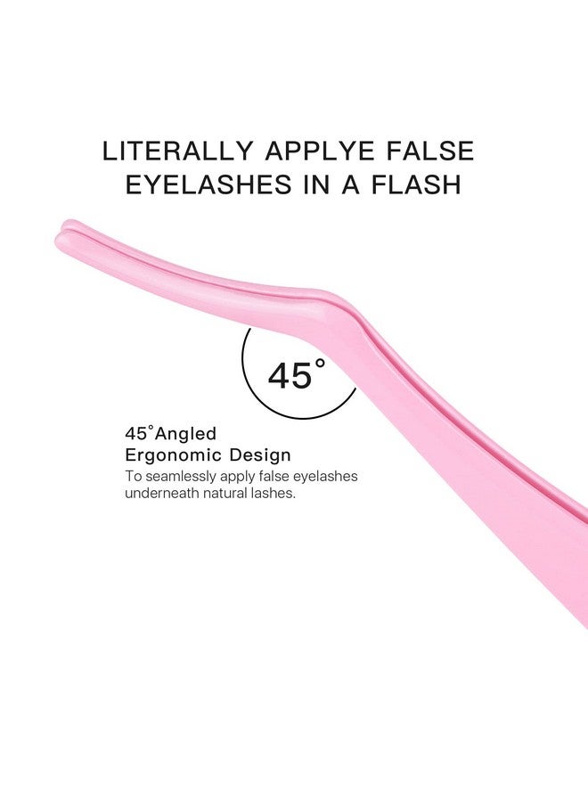 Miuffue Lash Applicator Tool Diy False Eyelash Applicator Tool Stainless Steel Curved Eyelash Tweezers For Cluster Lash Strip Lashes Pink - Image 5
