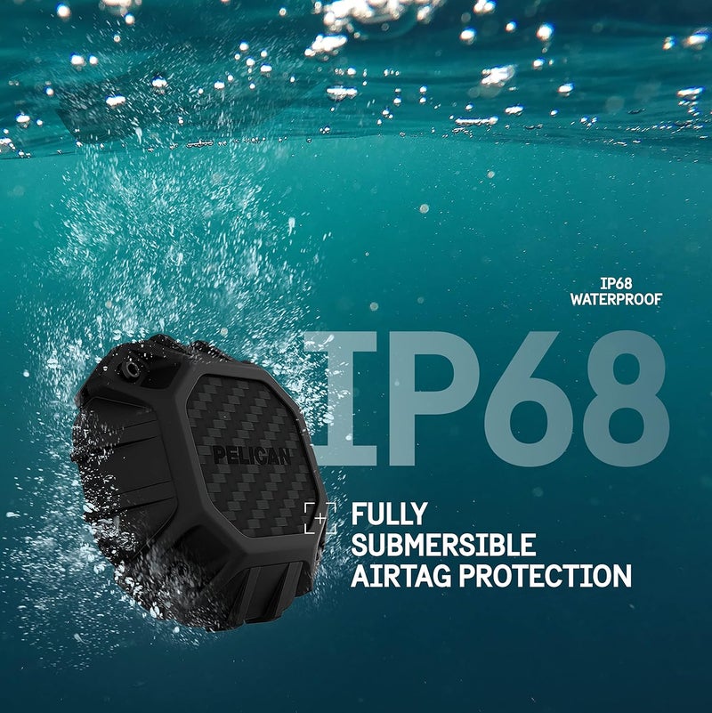 Pelican Marine - IP68 Waterproof AirTag Holder/Case w/ 3M Adhesive Sticker - Protective Shockproof Cover for Apple Air Tag - Hidden Stick On Mount for Bike Wallet Travel TV Remote Car Luggage -Black - Image 3