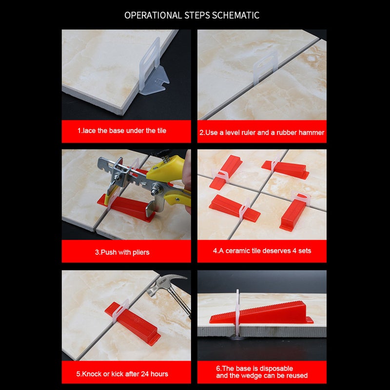 Tile Leveling System Tool 100pcs Tile Leveling Device Smoothing Tile Interval Clip Wall Floor Tile Tool - Image 3