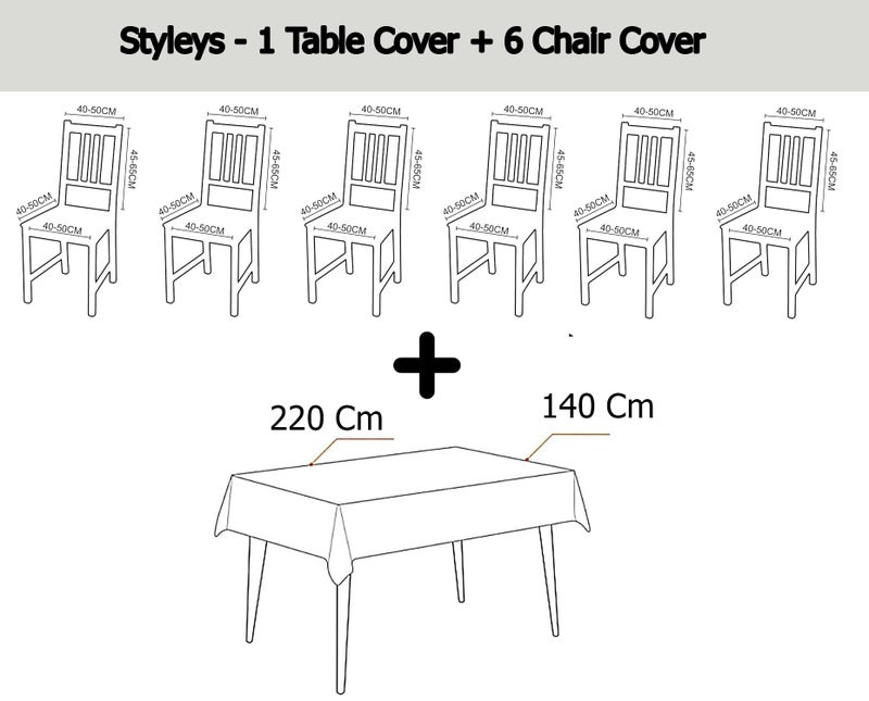 Styleys Dining Table Cover 6 Seater Waterproof with Chair Covers | Table Cover Cloth | Dining Table Cover Cloth Combo - 1 Table Cover + 6 Chair Cover, Cream Mandala Print, XKFSZB-10 - Image 3