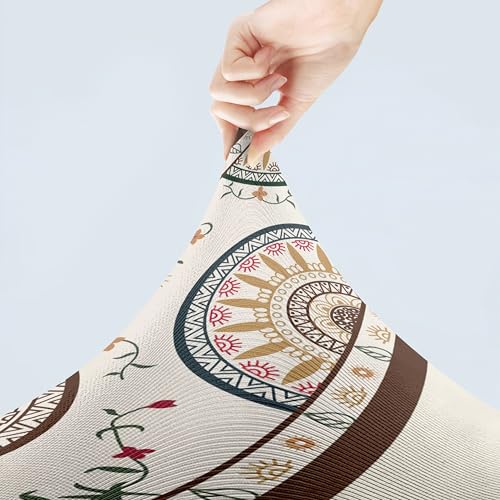 Styleys Dining Table Cover 6 Seater Waterproof with Chair Covers | Table Cover Cloth | Dining Table Cover Cloth Combo - 1 Table Cover + 6 Chair Cover, Cream Mandala Print, XKFSZB-10 - Image 2