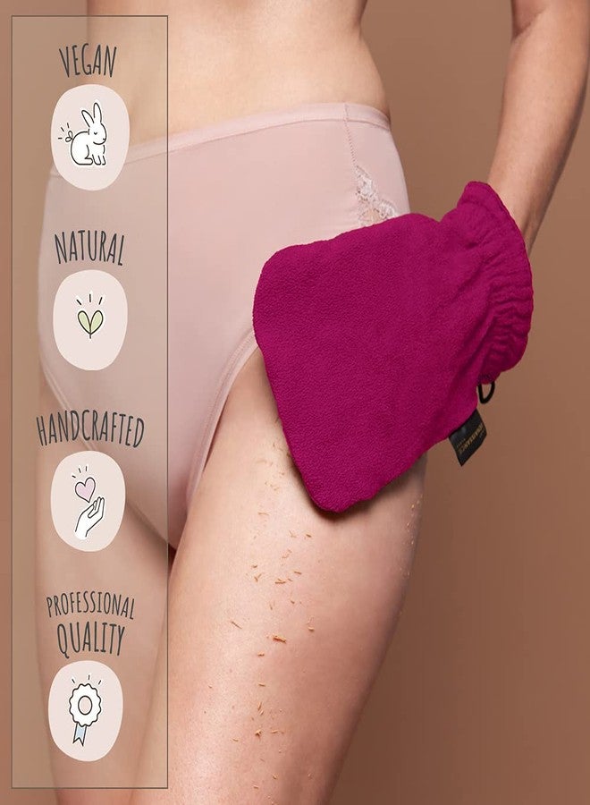 LE GANT RENAISSANCE Renaissance Glove a body Exfoliating Mitt with face scrubbing accessory by Daniele Henkel - Vegan more effective & resistant than a loofah, brush or scrub sponge bath -100% natural (Royal Magenta) - Image 3