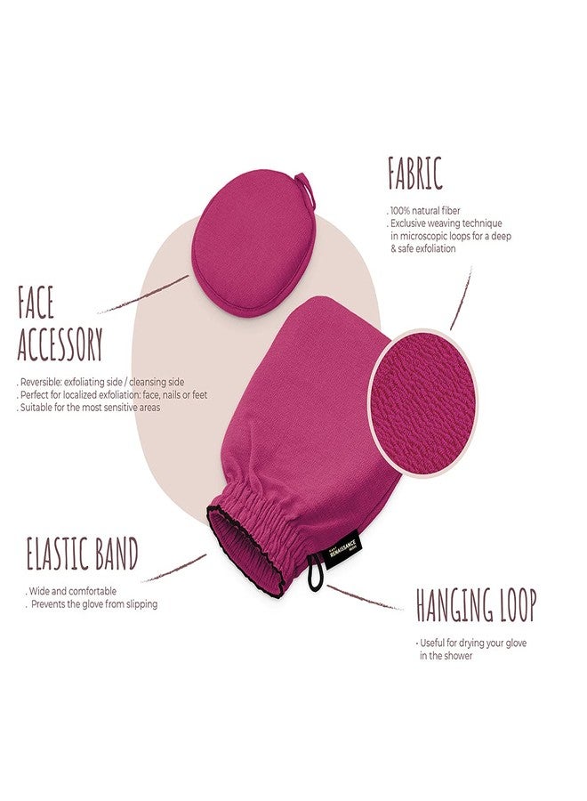LE GANT RENAISSANCE Renaissance Glove a body Exfoliating Mitt with face scrubbing accessory by Daniele Henkel - Vegan more effective & resistant than a loofah, brush or scrub sponge bath -100% natural (Royal Magenta) - Image 4
