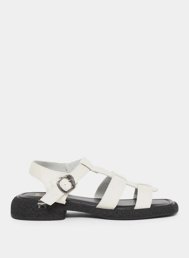 ستايلي صندل بأشرطة للكاحل ومشبك أمامي