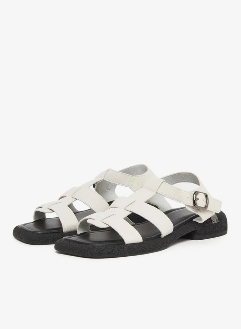 Styli White Buckle Ankle Strap Sandals