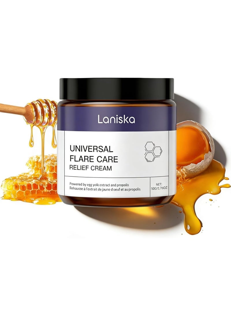 LANISKA Universal Flare Relief Cream – Soothing Drawing Salve for Skin Irritation, Redness Itching, Anti-Chafing Balm for Sensitive Areas, Enriched with Propolis Egg Yolk Extract (50g) - Image 1