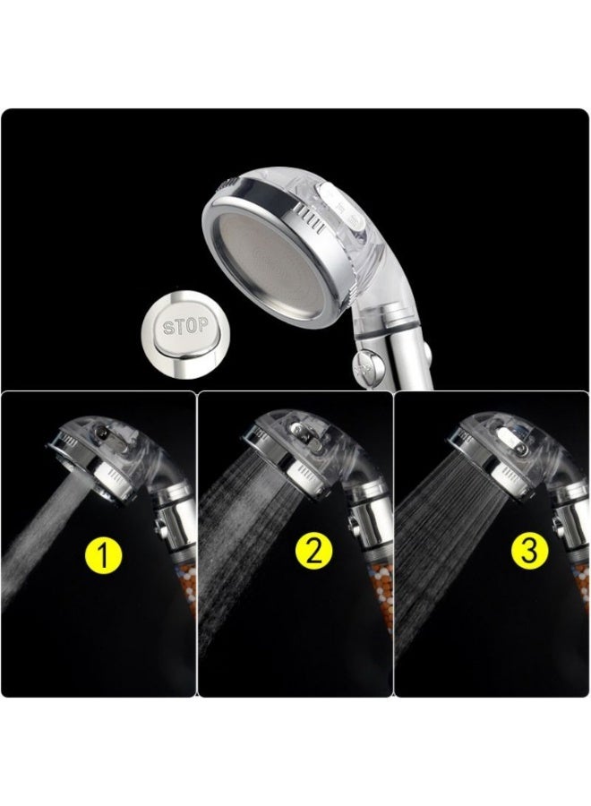 ​3-Mode High-Pressure Shower Head Set with Filter & One-Key Water Stop - Image 5