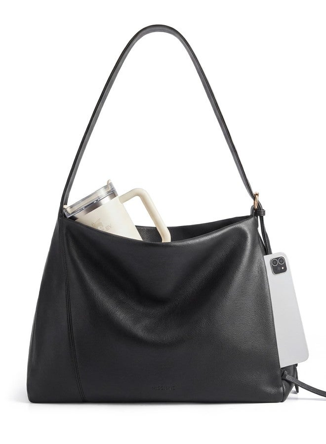 Missnine Hobo Bag for Women Designer Purse and Handbags Vegan Leather Large Crossbody Shoulder Tote Bag with Multi-Pockets, Black - Image 1