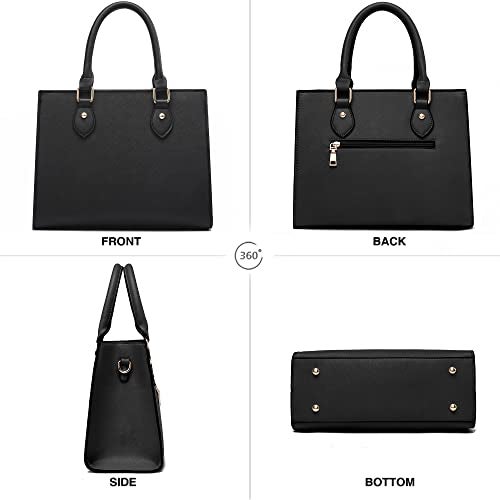 CHICAROUSAL Crossbody Purses and Handbags for Women PU Leather Tote Top Handle Satchel Shoulder Bags (Black) - Image 4