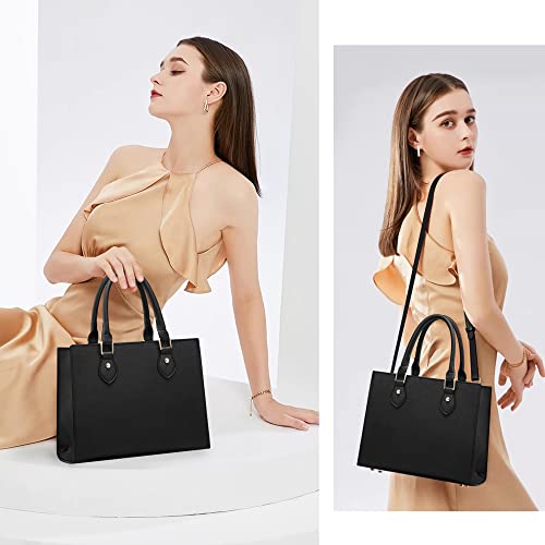 CHICAROUSAL Crossbody Purses and Handbags for Women PU Leather Tote Top Handle Satchel Shoulder Bags (Black) - Image 2