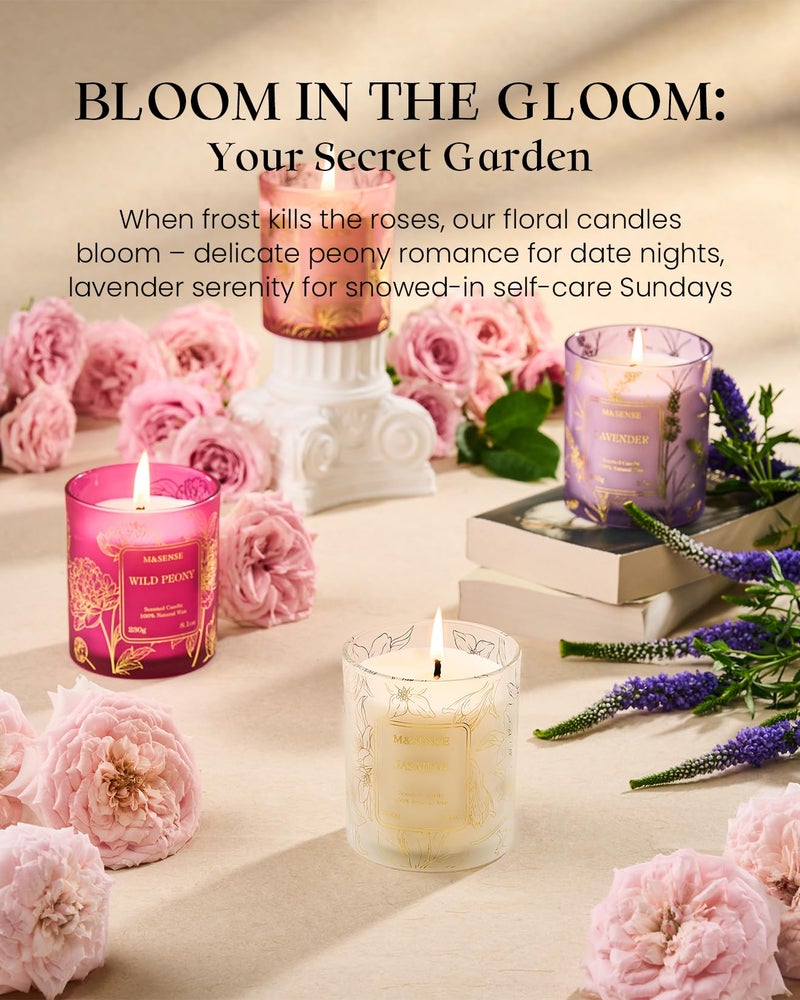 M&SENSE Jasmine Scented Soy Candles, 8.1oz 42-Hour Long Last Burning Time, No Toxin Aromatherapy Stress Relief Home Fragrance for Her - Image 5