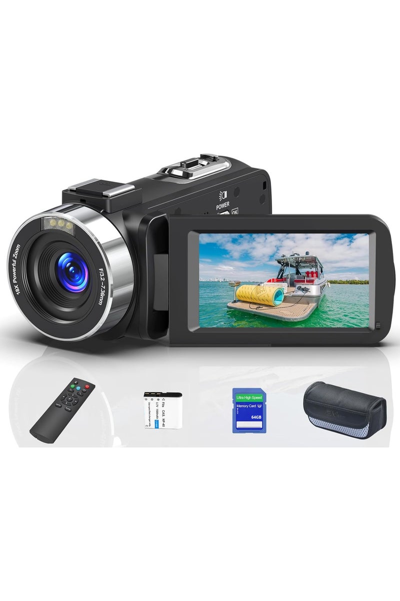ASIV 64MP 8K Digital Camera - 18x Zoom, 3.0-inch Rotatable Screen, Video Blog Camera, Wi-Fi Connectivity, Equipped with 64GB SD Card and 2.4GHz Remote Controller - Image 1