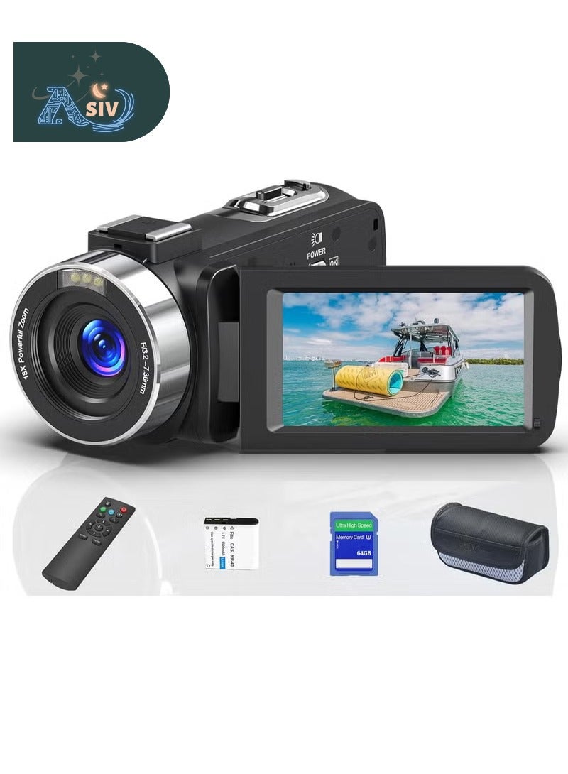 ASIV 64MP 8K Digital Camera - 18x Zoom, 3.0-inch Rotatable Screen, Video Blog Camera, Wi-Fi Connectivity, Equipped with 64GB SD Card and 2.4GHz Remote Controller - Image 1