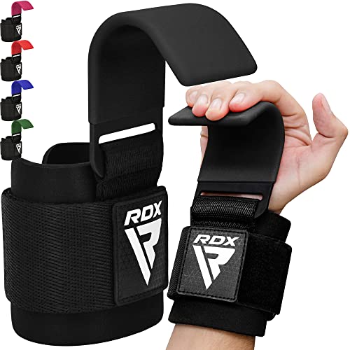 RDX Weight Lifting Hooks for Deadlifting (Pair) - 600Lbs Capacity - 8MM Neoprene Wrist Support Wraps - Grip Enhancer for Pull Ups Lat Pulldowns Rows - Adjustable Gym Workout Power Straps for Men Women - Image 1