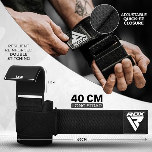 RDX Weight Lifting Hooks for Deadlifting (Pair) - 600Lbs Capacity - 8MM Neoprene Wrist Support Wraps - Grip Enhancer for Pull Ups Lat Pulldowns Rows - Adjustable Gym Workout Power Straps for Men Women - Image 4