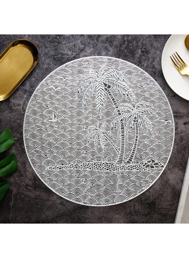 ناكسوس 6 قطع من مفارش الطاولة المقاومة للحرارة والمانعة للانزلاق، مفارش طاولة مجوفة لتزيين الطاولة للحفلات وحفلات الزفاف - Image 2