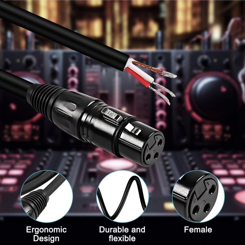 XMSJSIY كابل ميكروفون XLR XMSJSIY ببطانة سلك عاري 3Pin بديل موصل مفتوح لكابل تمديد DJ/PA مضخم الصوت - 4M/13.1FT (أنثى XLR) - Image 5