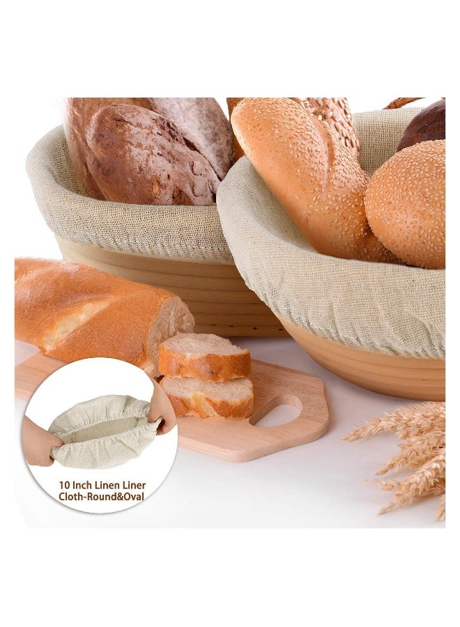 6 قطع 10 بوصة سلة خبز بشكل بيضاوي غطاء سلة تخمير طبيعية من الروطان قماش بطانة لعجينة الخبز وعجينة الساوردو - Image 2