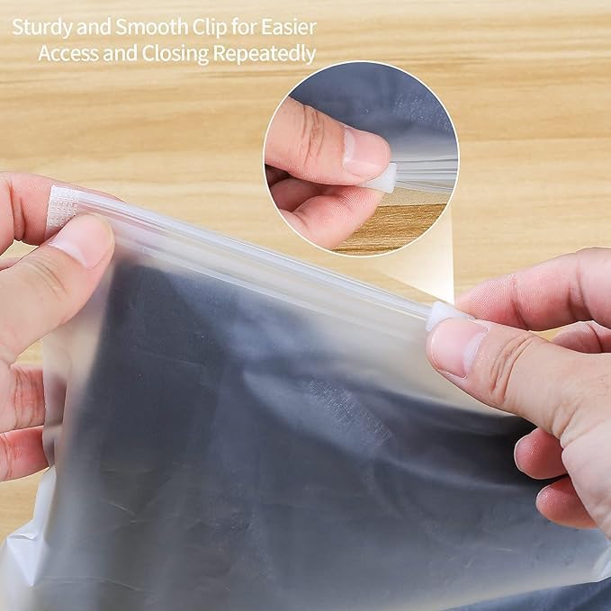 SEMITO 5Pcs Plastic Packaging Bag, Frosted Zipper Bag for Clothe, Travel Bag For Shoes Cosmetic Jewellery Tolitary School Trip| Zip Lock Bag with Air Vent Hole, Multipurpose Storage Pouch (1 Set) - Image 4