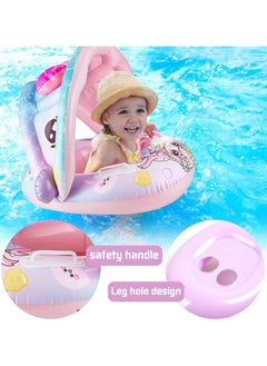 Jorunb Baby pool float,Swimming Pool Float Boat with Sun Protection Canopy Inflatable Pool Float Yacht Ring Awning Inflatable Swimming Training Float Seat for Boys Girls Summer Outdoor  - Image 3