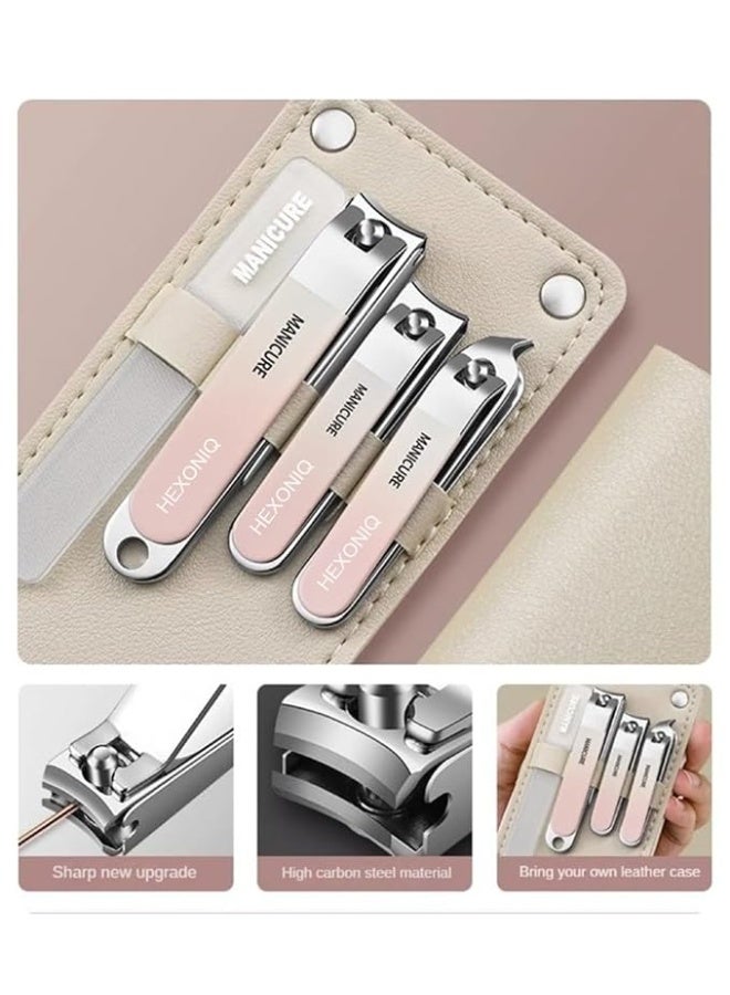 10 in 1 Portable Nail Clippers and Beauty Tools Set, Stainless Steel Martensitic Manicure Set, with Leather Bag, Suitable for Home, Workplace, Outdoor Travel, Gift & Salon (Pink) - Image 2