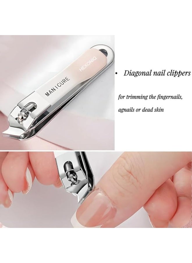 10 in 1 Portable Nail Clippers and Beauty Tools Set, Stainless Steel Martensitic Manicure Set, with Leather Bag, Suitable for Home, Workplace, Outdoor Travel, Gift & Salon (Pink) - Image 3