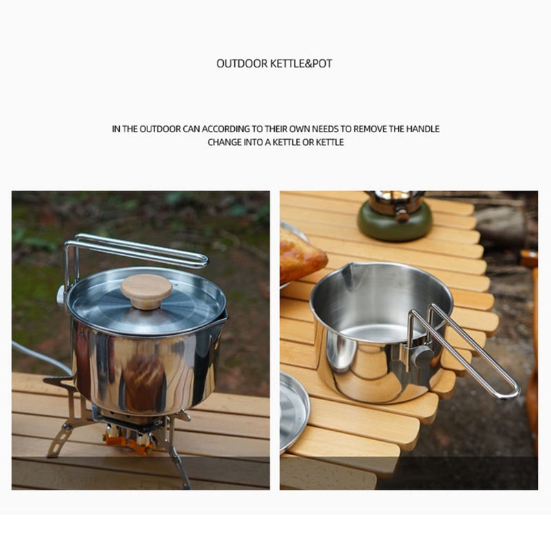 OUKENS Camp Kettle, 1L Camping Pot with Foldable Handle, 304 Stainless Steel Camping Kettle for Outdoor Cooking, Backpacking Pot for Campfire, Stove - Ideal Portable Cookware for Camping, Hiking, Picnic - Image 3