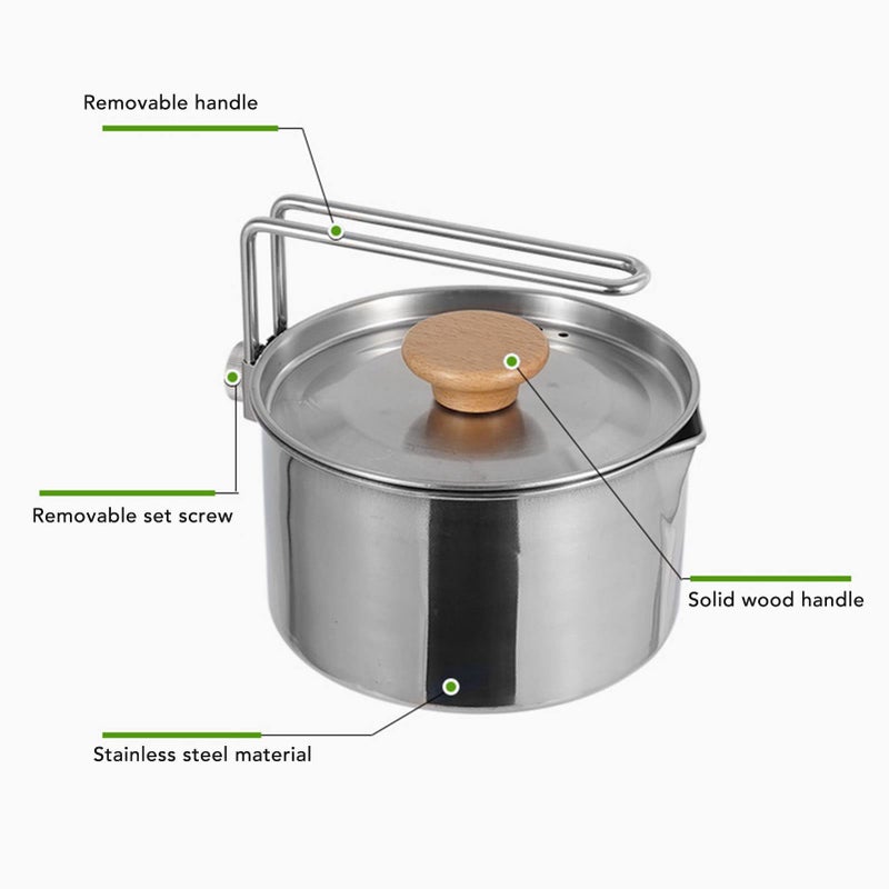 OUKENS Camp Kettle, 1L Camping Pot with Foldable Handle, 304 Stainless Steel Camping Kettle for Outdoor Cooking, Backpacking Pot for Campfire, Stove - Ideal Portable Cookware for Camping, Hiking, Picnic - Image 4