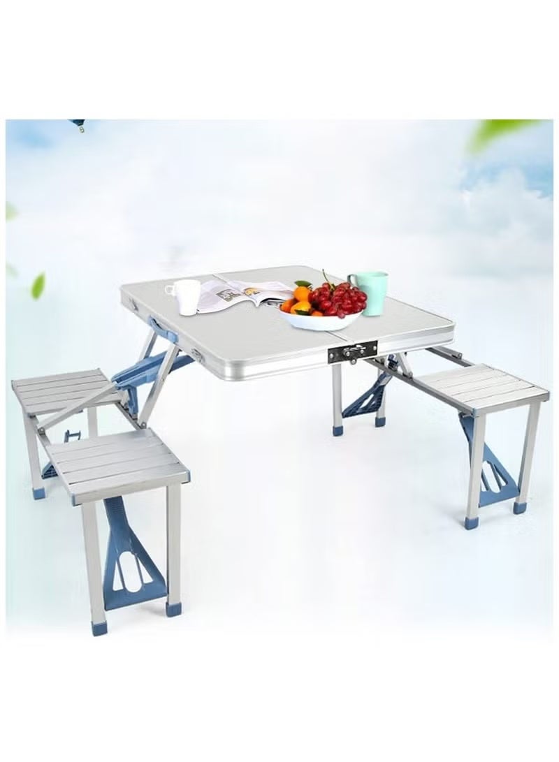 Rabos Folding Table Folding Picnic Table with 4 Seats Chairs No-Assembly Lightweight Dining Table for Picnic Party Camping Table - Image 1