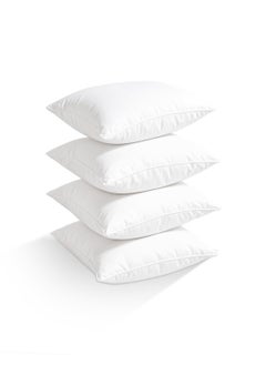 4 Piece White Mellow Cushion Set - 100% Cotton Cover, Microfiber 400 Infill, 40x40 cm