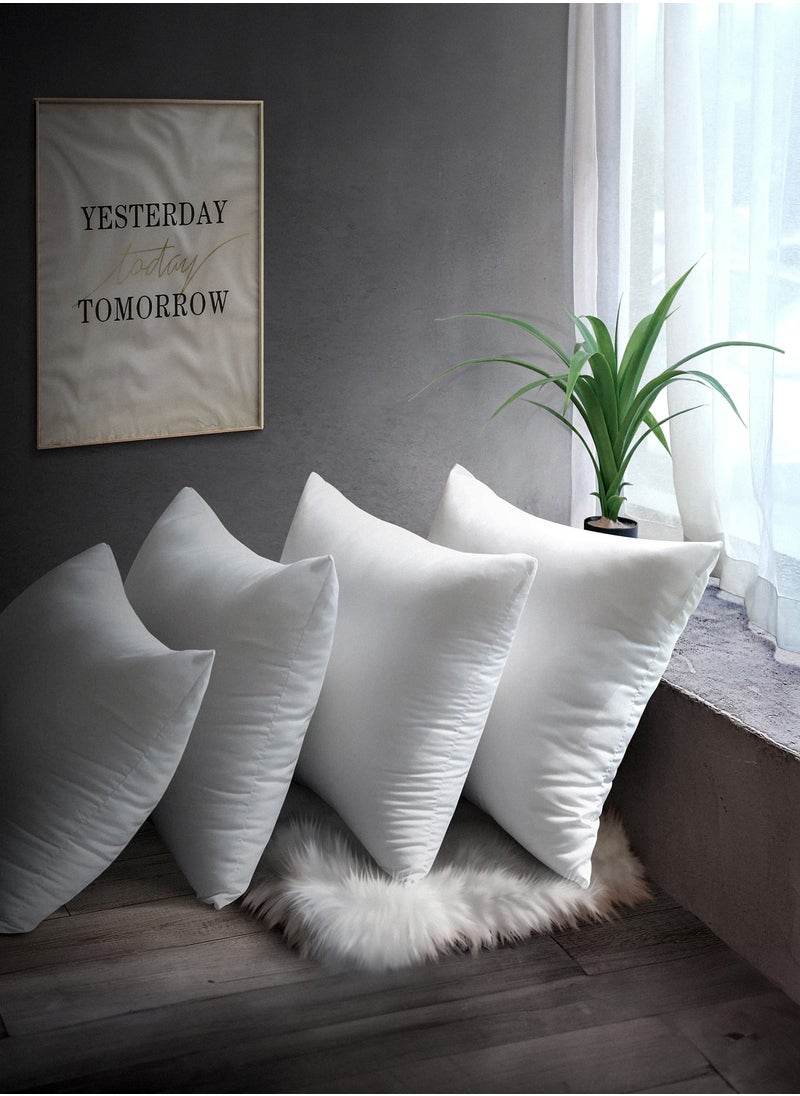 American Linen - 4 Piece White Mellow Cushion Set - 100% Cotton Cover, Microfiber 400 Infill, 40x40 cm - Image 1