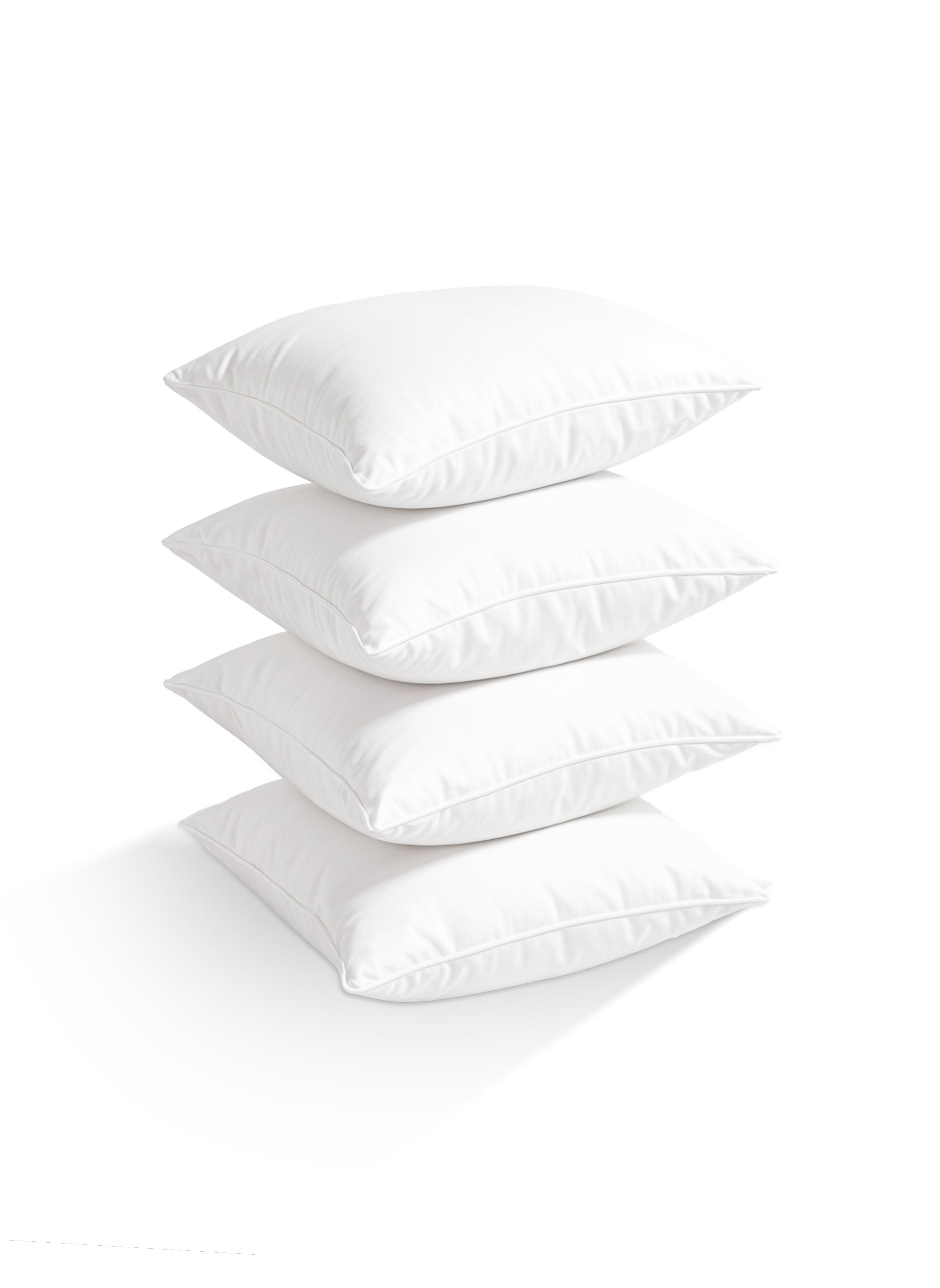 4 Piece White Mellow Cushion Set - 100% Cotton Cover, Microfiber 400 Infill, 40x40 cm 