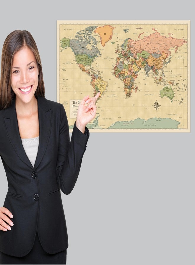 Palace Learning Laminated World Map Poster - Map of the World Chart [Yellow] - Image 4