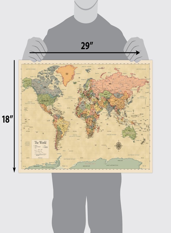 Palace Learning Laminated World Map Poster - Map of the World Chart [Yellow] - Image 2
