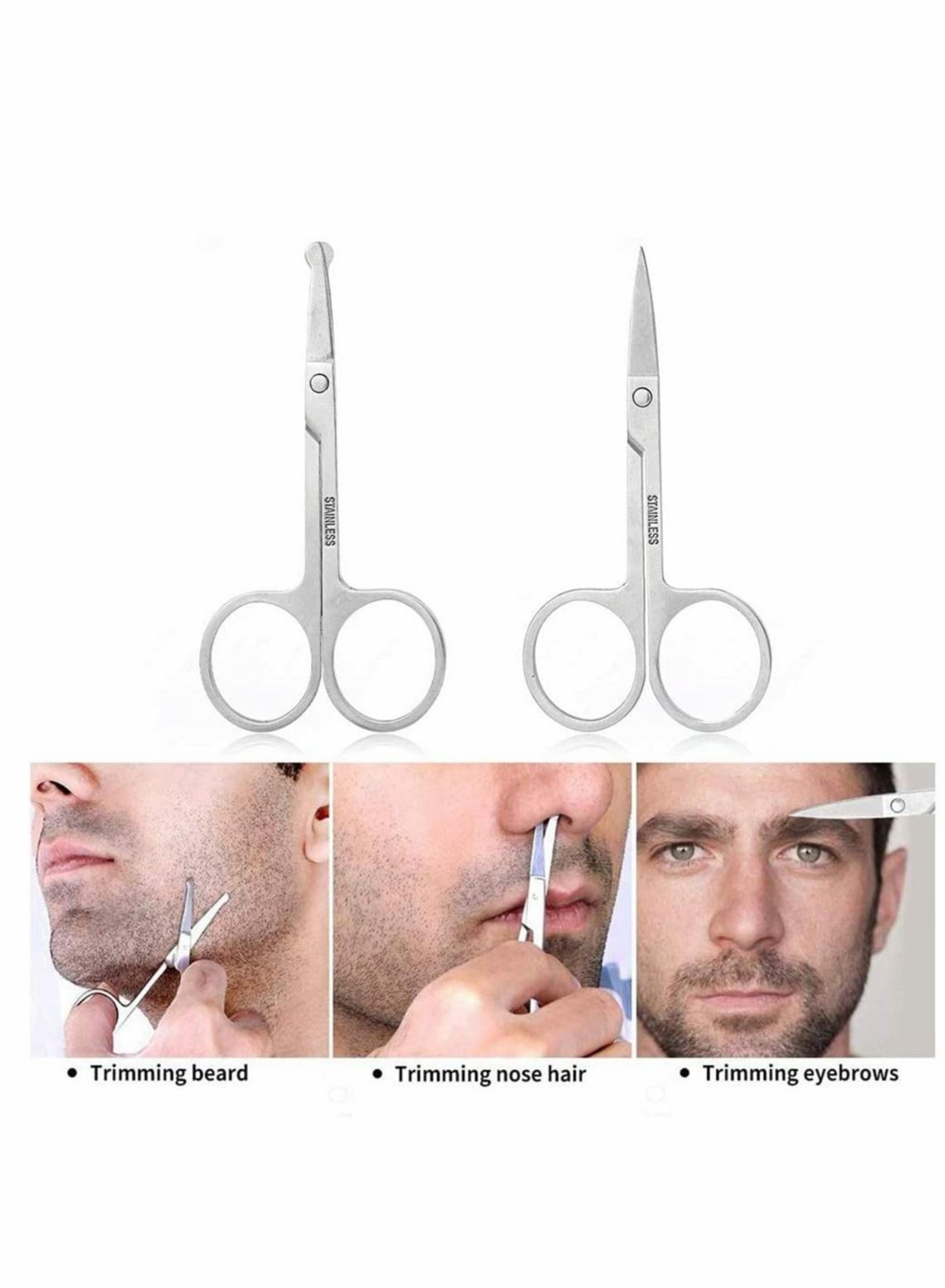thumbnail image 2 of 2 Pack - 3.5 Inch Safety Nose Mustache Facial Hair Scissors For Trimming - AA Pro 2 of 3