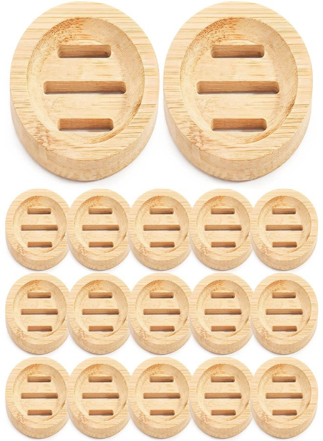 TIMCORR 24PCS Bamboo Soap Dishes,3.2 in Round Wooden Soap Holder with Drainage Slots, Waterproof Lacquered Soap Bar Tray for Bathroom Shower, Shampoo Bar Holder, Scrub Sponge Tray - Image 2