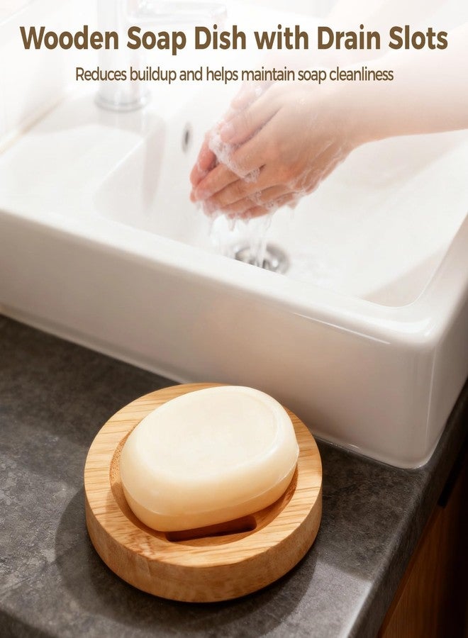 TIMCORR 24PCS Bamboo Soap Dishes,3.2 in Round Wooden Soap Holder with Drainage Slots, Waterproof Lacquered Soap Bar Tray for Bathroom Shower, Shampoo Bar Holder, Scrub Sponge Tray - Image 3