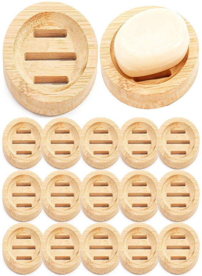 TIMCORR 24PCS Bamboo Soap Dishes,3.2 in Round Wooden Soap Holder with Drainage Slots, Waterproof Lacquered Soap Bar Tray for Bathroom Shower, Shampoo Bar Holder, Scrub Sponge Tray - Image 1